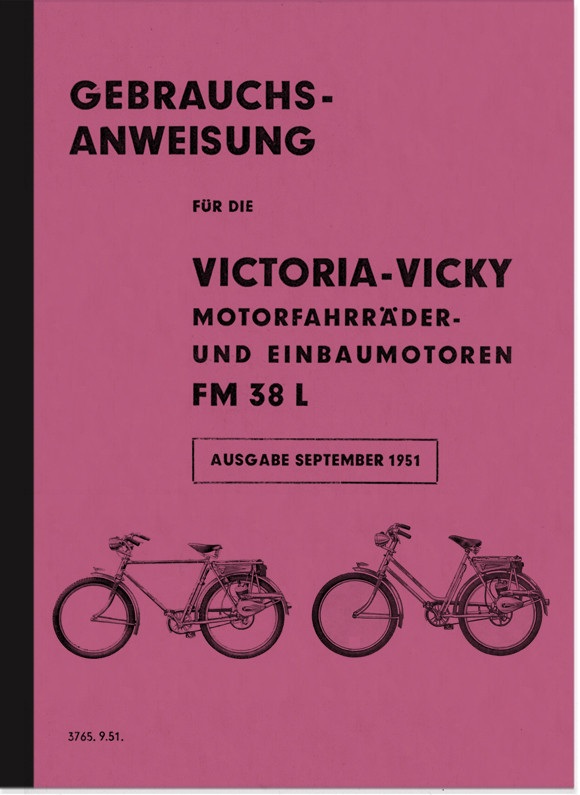Victoria Vicky FM 38 L FM38L Motor Fahrrad Bedienungsanleitung Betriebsanleitung Handbuch