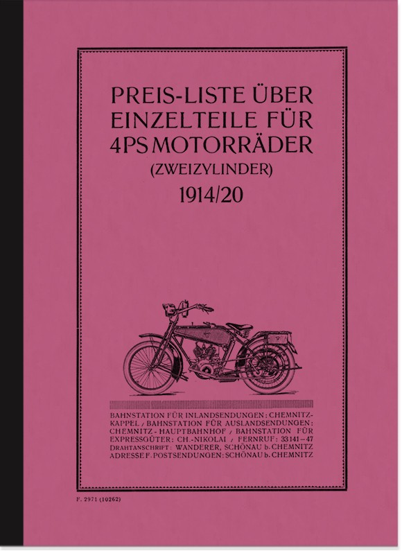 Wanderer 4 PS 2-Zylinder 1914/20 Ersatzteilliste Ersatzteilkatalog