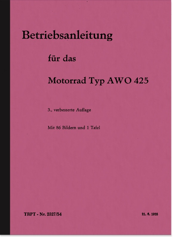 AWO 425 Bedienungsanleitung Betriebsanleitung und Reparaturanleitung Handbuch
