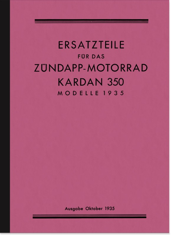 Zündapp Kardan 350 (K 350) 1935 spare parts list spare parts catalog
