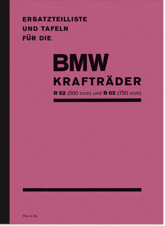 BMW R 52 and R 62 spare parts list spare parts catalog parts catalog