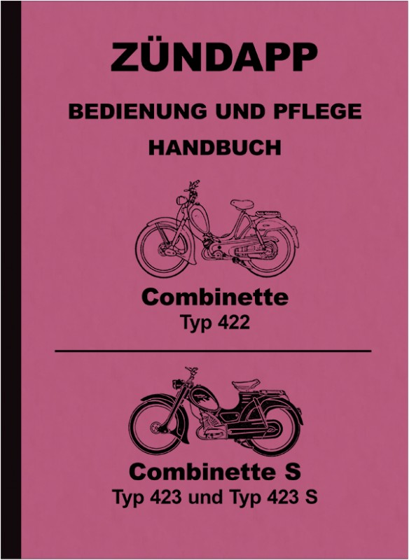 Zündapp Combinette Type 422, 423 and 423 S Operating Instructions Care Manual Operating Instructions