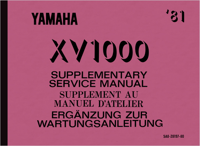 Yamaha XV 1000 TR1 Repair Manual (Supplement to Maintenance Manual)