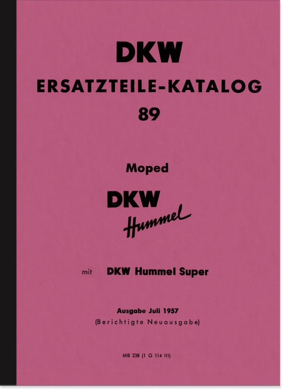 DKW Hummel und Hummel Super Ersatzteilliste Ersatzteilkatalog Teilekatalog