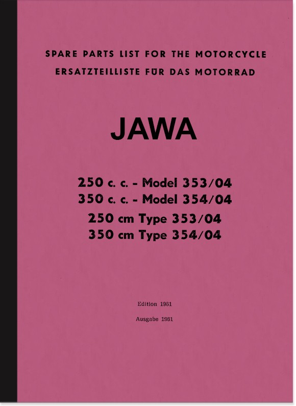 Jawa 250 350 ccm Type 353 354 spare parts list spare parts catalog parts catalog