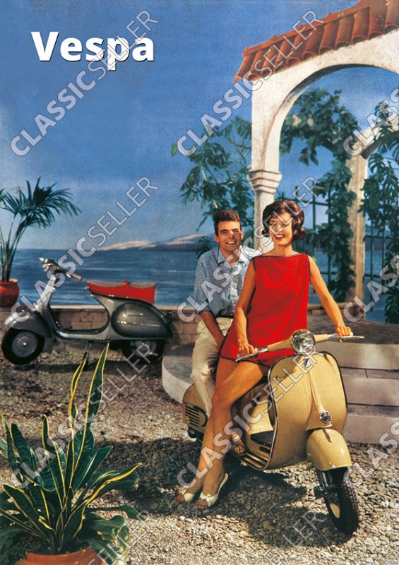 Vespa Piaggio Motorroller Poster Plakat Bild