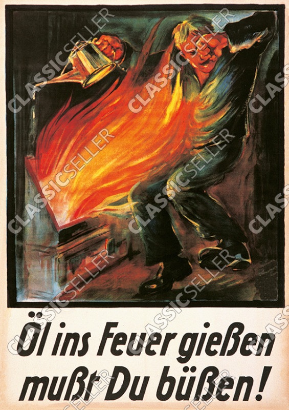 Occupational safety "Oil on fire" ladder Safety Instructions Poster Warning