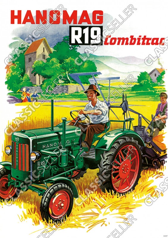 Hanomag Combitrac R 19 R19 Schlepper Traktor Diesel Reklame Poster Plakat Bild