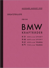 BMW R 51, R 61, R 66 and R 71 Spare Parts List Spare Parts Catalogue R51 R61 R66 R71