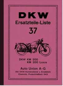 DKW KM 200 and KM 200 Luxus Spare Parts List Spare Parts Catalogue Parts Catalogue