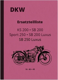DKW KS 200, SB 200 and SB 250 Luxus Sport Spare Parts List Spare Parts Catalog
