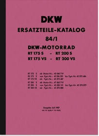 DKW RT 175 S, RT 175 VS, RT 200 S and RT 200 VS spare parts list