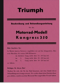 Triumph Kongress 350 1935 Bedienungsanleitung Handbuch Beschreibung Behandlung