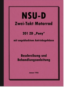 NSU NSU-D 201 ZD Pony Operating Instructions Manual Motorcycle