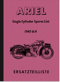 Ariel 350 500 600 cc 1-cylinder 1947-1949 spare parts list spare parts catalog parts catalog