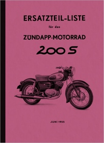 Zündapp 200 S 200S 1955 Ersatzteilliste Ersatzteilkatalog Teilekatalog