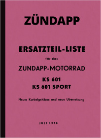 Zündapp KS 601 and KS 601 Sport spare parts list spare parts catalog