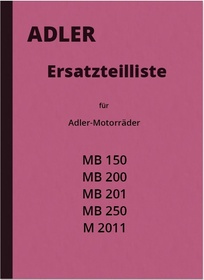 Adler MB 150, 200, 201, 250 and M 2011 spare parts list spare parts catalog