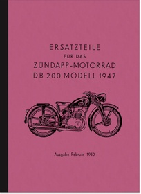Zündapp DB 200 spare parts list spare parts catalog parts catalog