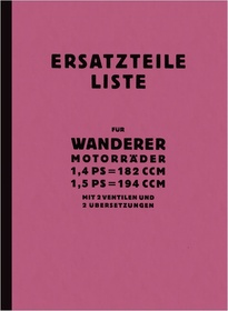Wanderer 1,4 /1,5 PS ca. 1928 Spare parts list Spare parts catalog Parts catalog