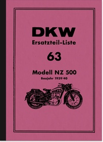 DKW NZ 500 Ersatzteilliste Ersatzteilkatalog Teilekatalog NZ500 Motorrad