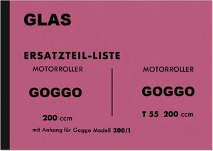 Glas Goggo Roller 200, T 55, 200/1 Ersatzteilliste Ersatzteilkatalog Teilekatalog