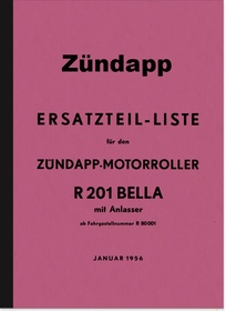 Zündapp Bella R 201 mit Anlasser Ersatzteilliste R201