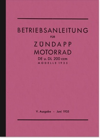 Zündapp DE 200 and DL 200 operating instructions operating instructions manual DE200 DL200