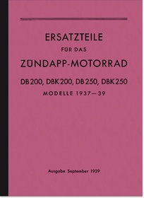 Zündapp DB DBK 200 250 Ersatzteilliste