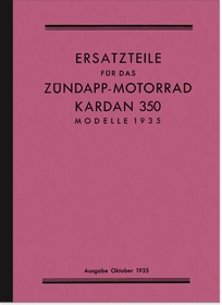 Zündapp Kardan 350 (K 350) 1935 spare parts list spare parts catalog