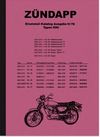 Zündapp Type 530 KS 50 Watercooled TT Super Sport spare parts list spare parts catalog parts catalog