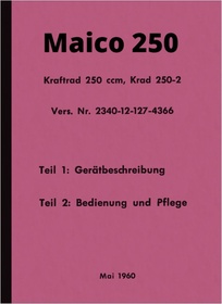 Maico Krad 250 M 250-2 Bundeswehr Bedienungsanleitung Betriebsanleitung Handbuch