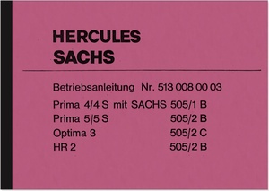 Hercules Prima 4 4S 5 5S Optima 3 HR 2 HR2 505 Bedienungsanleitung