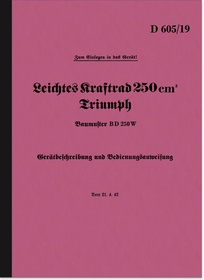Triumph BD 250 W Bedienungsanleitung Betriebsanleitung Handbuch D 605/19 Beschreibung