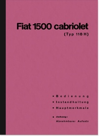 Fiat 1500 Cabrio (118 H) Operating Instructions Manual 118H 118K