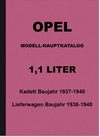 Opel 1,1 Liter Kadett and Vans Main Catalog Spare Parts List Spare Parts Catalog