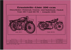 NSU 201 T/TS Ersatzteilliste (Tourenmodell Satteltank) Ersatzteilkatalog Teilekatalog