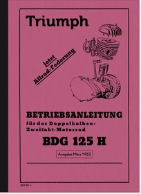 Triumph BDG 125 H Motorcycle Operating Instructions Manual