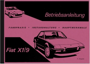 Fiat X 1/9 Bedienungsanleitung Betriebsanleitung Handbuch X1/9