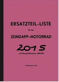 Zündapp 201 S 201S 1957 Ersatzteilliste Ersatzteilkatalog Teilekatalog