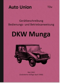 DKW Auto Union Munga Manual Description TDv Manual 1961