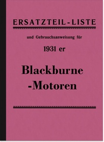 Blackburne Motoren Modelle 1931 Bedienungsanleitung und Ersatzteilliste