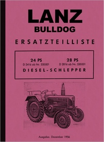 Lanz Bulldog D2416 and D2816 24/28 PS Tractor spare parts list spare parts catalog