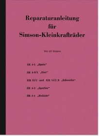 Simson Schwalbe Spatz Sperber Habicht KR 51 SR 4 S 50 Repair Instructions Workshop Manual