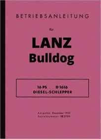 Lanz Bulldog 16 PS D 1616 Tractor Operating Instructions Manual