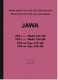 Jawa 250 350 ccm Type 353 354 spare parts list spare parts catalog parts catalog