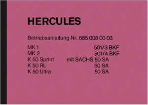 Hercules K 50 Sprint RL Ultra MK 1 2 Bedienungsanleitung Handbuch Betriebsanleitung