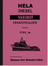 Hela (Hermann Lanz) Varimot Type 14 Spare Parts List Spare Parts Catalogue Parts Catalogue
