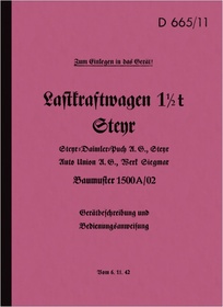 Steyr 1500 A/02 Bedienungsanleitung Betriebsanleitung Handbuch Beschreibung Dienstvorschrift D665/11