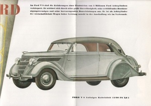 Ford V8 Prospekt Broschüre 1938 Sport Cabrio